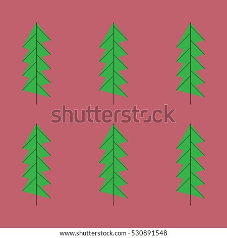 fir trees, forest, flat style, vector cartoon