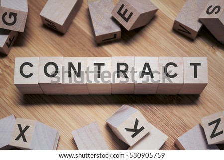 Contract Word In Wooden Cube