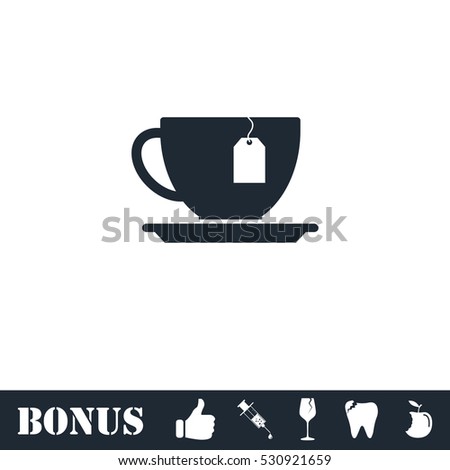 Tea icon flat. Vector illustration symbol and bonus pictogram