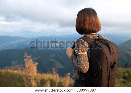 Young woman traveling on mountain