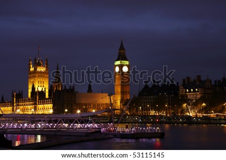 View of London at night