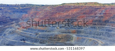 large quarry mining of iron ore Royalty-Free Stock Photo #531168397
