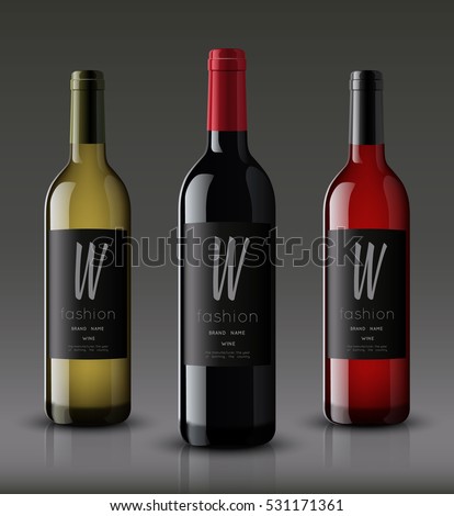 Vector, wine bottle, made in a realistic style. on a white background. It can serve as a layout for future design and Publicity of your product. Royalty-Free Stock Photo #531171361