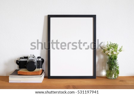  mock up frame photo with film camera Royalty-Free Stock Photo #531197941