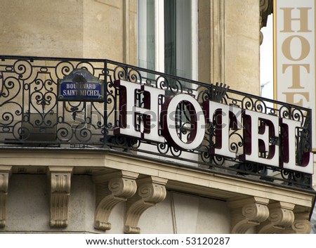 Sign of a Hotel in Paris