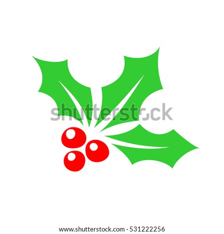Holly berry color icon. Christmas symbol silhouette.