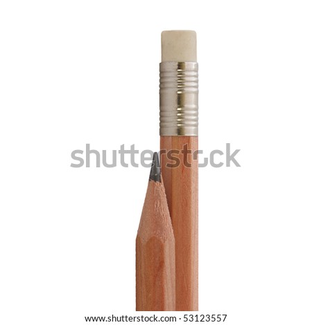 Rubber and lead of a pencil isolated on white