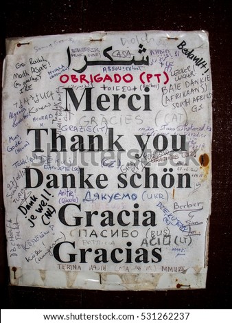 Thank you sign with added languages.