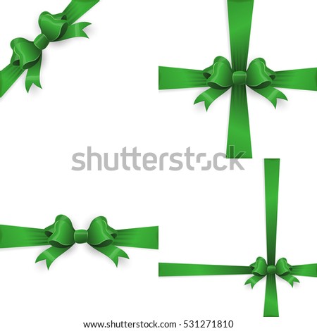 Shiny purple satin ribbon on white background. Purple bow and purple ribbon. EPS 10 vector file included