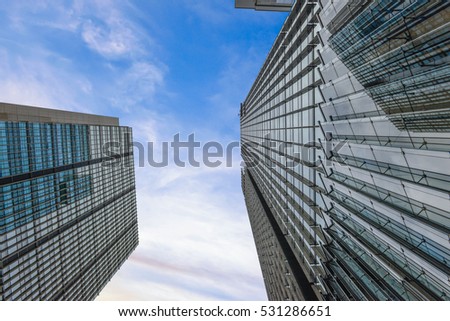 Skyscraper under beautiful blue sky