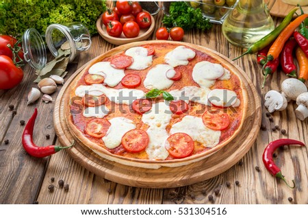 delicious italia pizza in a restaurant