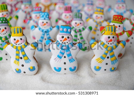 Snowman collection cookies , Christmas white toys