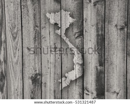 Map of Vietnam on weathered wood
