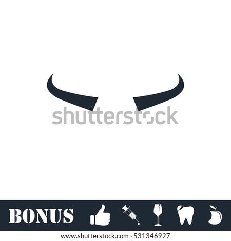 Buffalo horns icon flat. Vector illustration symbol and bonus pictogram