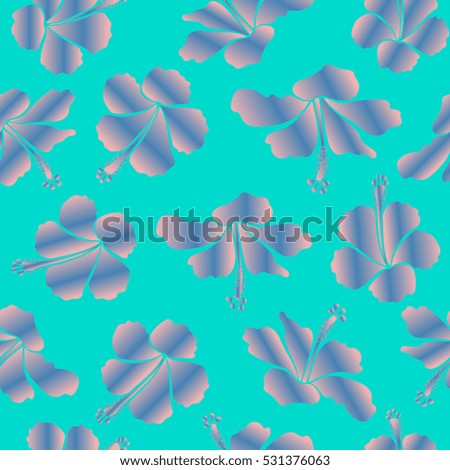 Vector floral pattern for wedding invitations, greeting cards, scrapbooking, print, gift wrap, manufacturing fabric, textile. Elegant seamless pattern with decorative blue and pink hibiscus flowers.