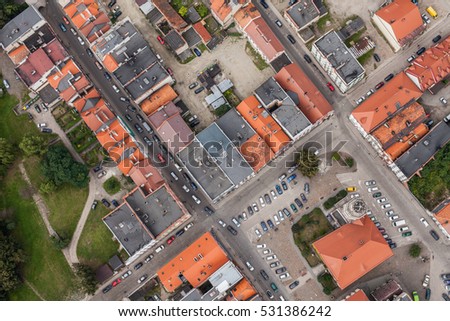 aerial view of the Paczkow town in Poland