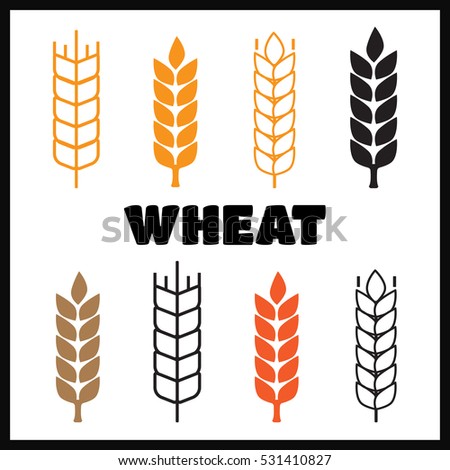 Set of simple wheat ears icons and wheat design elements