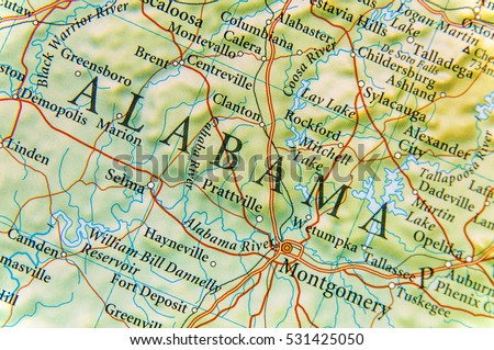 Geographic map of Alabama close Royalty-Free Stock Photo #531425050