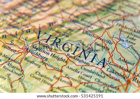 Geographic map of Virginia close Royalty-Free Stock Photo #531425191