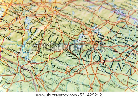 Geographic map of North Carolina close Royalty-Free Stock Photo #531425212