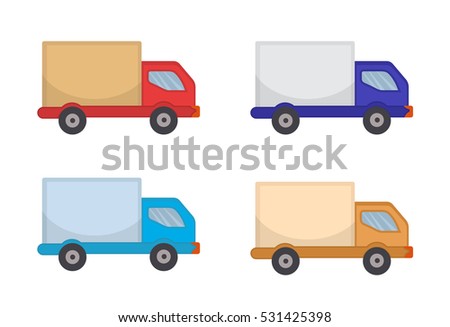 Delivery Truck Icon, flat style. Lorry for delivery of goods, isolated on white background. Vector illustration, clip art