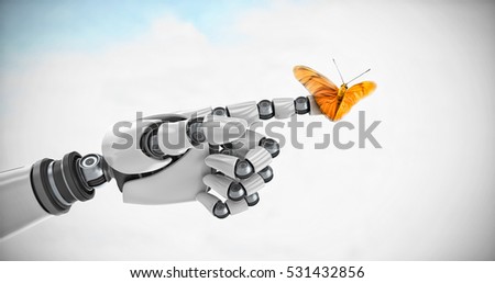 Close up of butterfly against blue sky with clouds