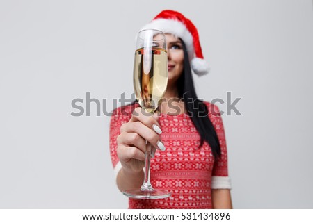 Woman in dress with champagne