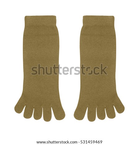 Women's socks with toes isolated on a white background.A pair of women's socks with separate fingers studio photo.