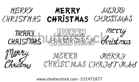 Set of hand drawn Merry christmas and Happy new year lettering. Winter decoration elements for design greeting cards, photo overlays, invitations and more