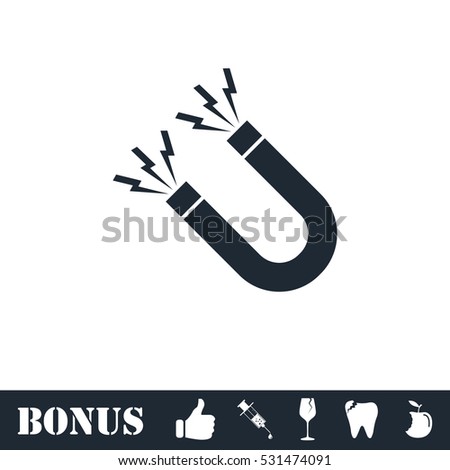 Magnet icon flat. Vector illustration symbol and bonus pictogram