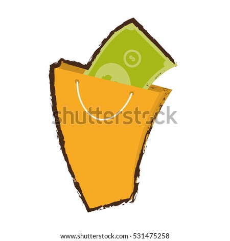 yellow bag gift present with bill money sketch vector illustration eps 10