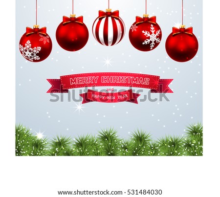 Christmas background with balls. Illustration. 
