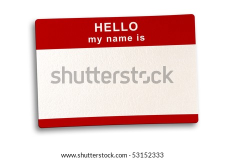 Name tag isolated  on white background with soft shadow, clipping path included