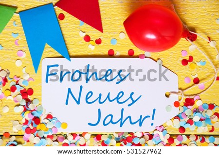Label, Red Balloon, Frohes Neues Jahr Means Happy New Year