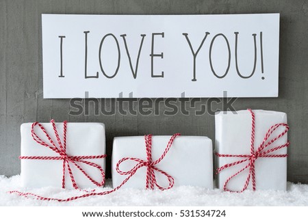 White Gift On Snow, Text I Love You