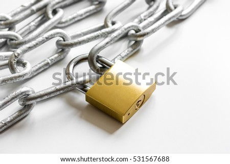 concept data protection metal chain on white background