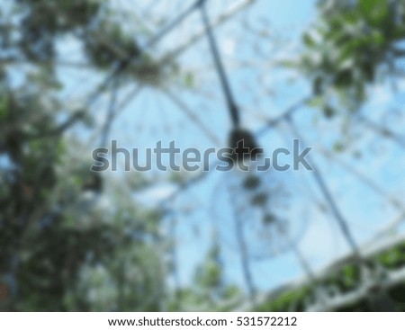 Blur effect photo of tungsten lamp and tree in the garden