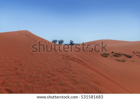 Popular Red sand dunes in Mui Ne villiage, Vietnam
