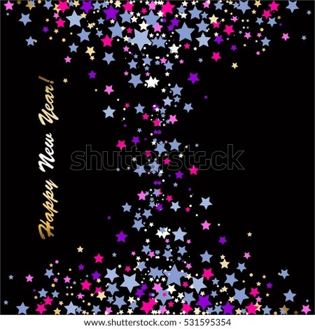 Bright, colored stars on a black background.