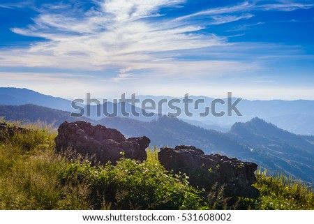 background of nature at Doi Pha Tang viewpoint ,Chiang Rai province in Thailand.  beautiful location and very popular for photographers and tourists
