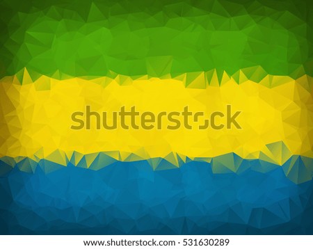 Gabon flag low polygon background