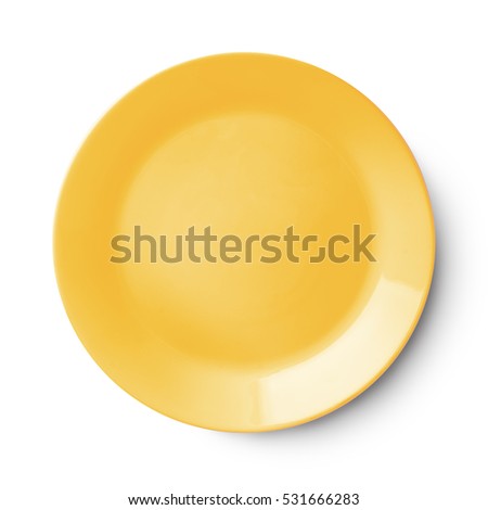 Empty ceramic round plate isolated on white background with clipping path