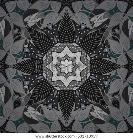 Seamless pattern with Mandalas. Vector ornaments, background. Blue. Dim.