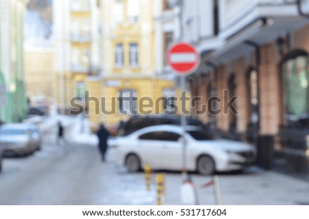 parked cars in winter street blur style
