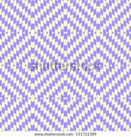 Seamless surface pattern with symmetric wavy rhombuses ornament. Zigzag lines motif. Violet jagged stripes on white background. Abstract wallpaper. Digital paper for textile print. Vector illustration
