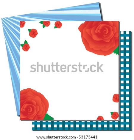 Greetings card with roses and backgrounds, vector illustration