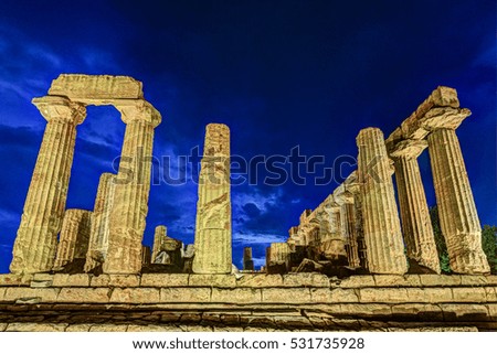Temple of Juno at night. Valley of Temples, Agrigento.