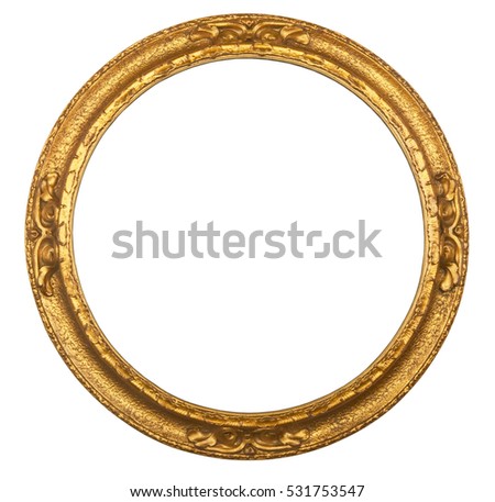 CIRCULAR GILT ANTIQUE PICTURE FRAME ON WHITE BACKGROUND