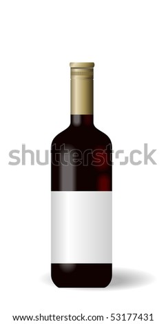 Illustration red wine bottle with label - Raster