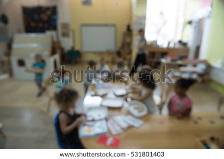 Blur abstract background of kindergarten classroom